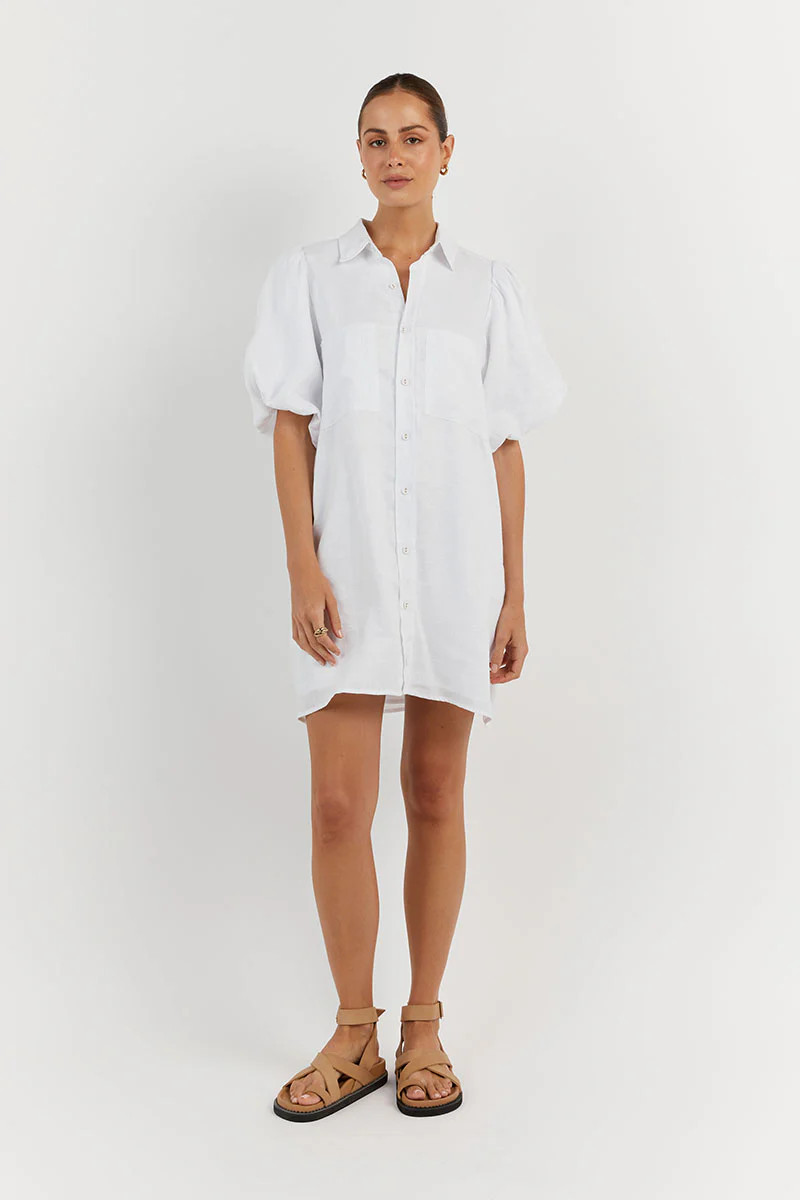 MONTY WHITE LINEN SHIRT DRESS | DISSH