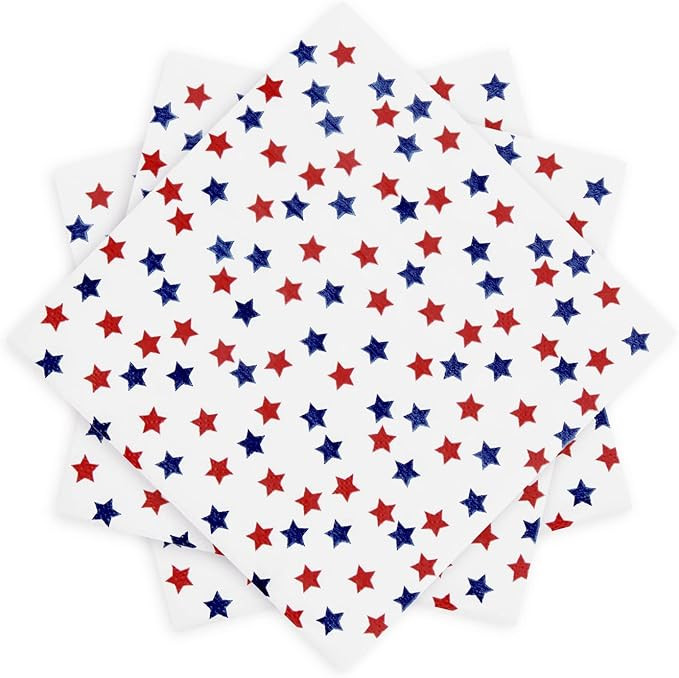 Patriotic Party Supplies 4th of JULY paper napkins 60Count 6.5 x 6.5 inch Americana Stars Cocktai... | Amazon (US)