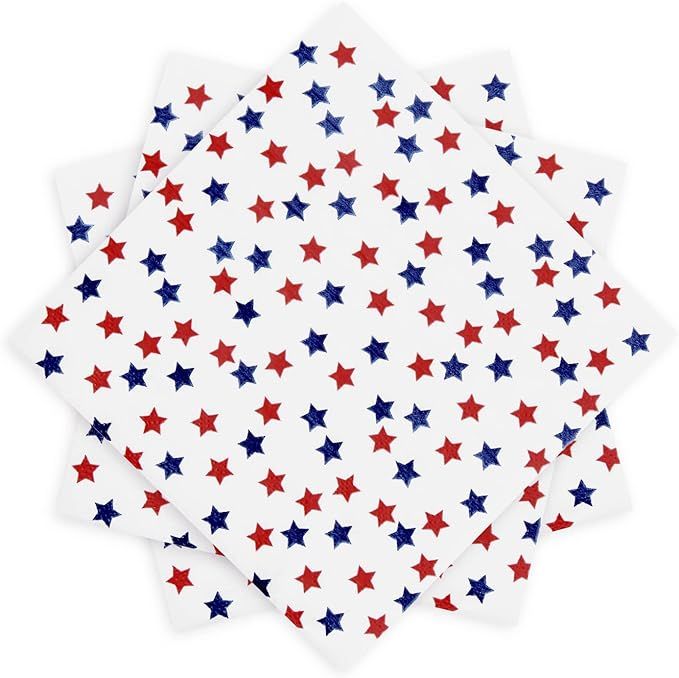 Patriotic Party Supplies 4th of JULY paper napkins 60Count 6.5 x 6.5 inch Americana Stars Cocktai... | Amazon (US)