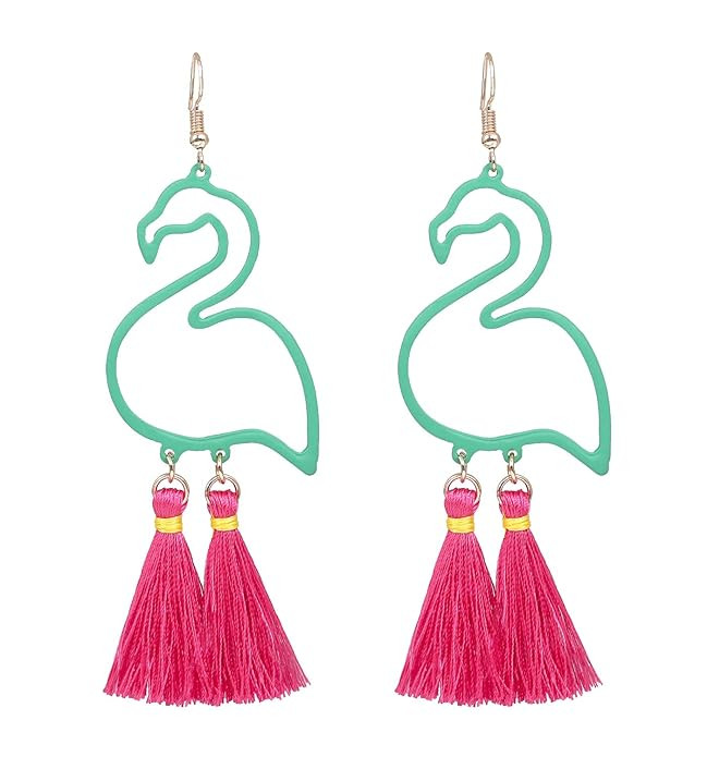 HSWE Tassel Earrings Flamingo Dangle Earrings for Women Short Fringe Drop Earrings Fashion Bohemi... | Amazon (US)
