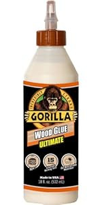 Gorilla Ultimate Waterproof Wood Glue, 8 Ounce, Natural Wood Color, (Pack of 1) | Amazon (US)