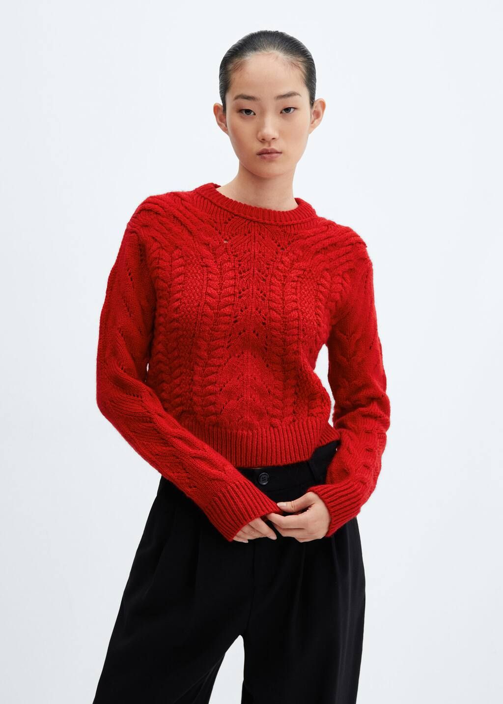Knitted jumper with openwork details | MANGO (US)