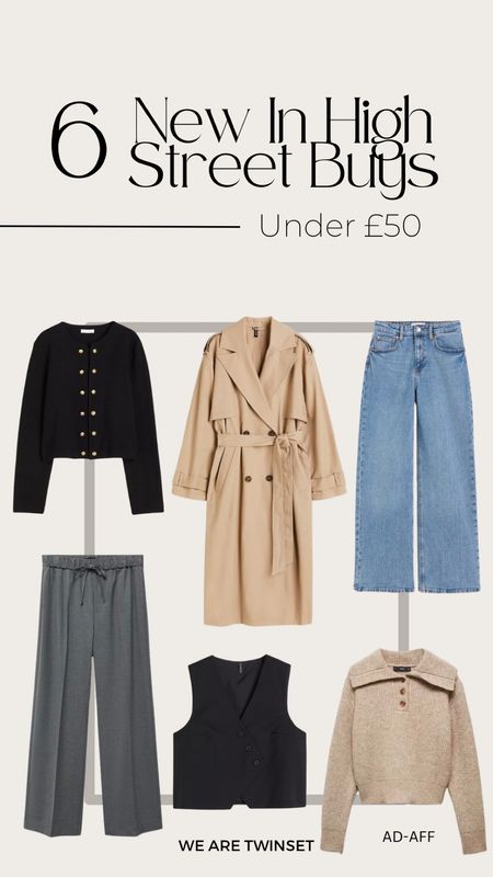 6 new in Highstreet buys under £50 🤍
Trench coat, cardigan, jeans, waistcoat, trousers 

#LTKstyletip #LTKSeasonal #LTKfindsunder50