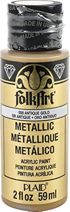 FolkArt K658 Paint Acrylic Metallic, 2 Fl Oz (Pack of 1), Antique Gold | Amazon (US)