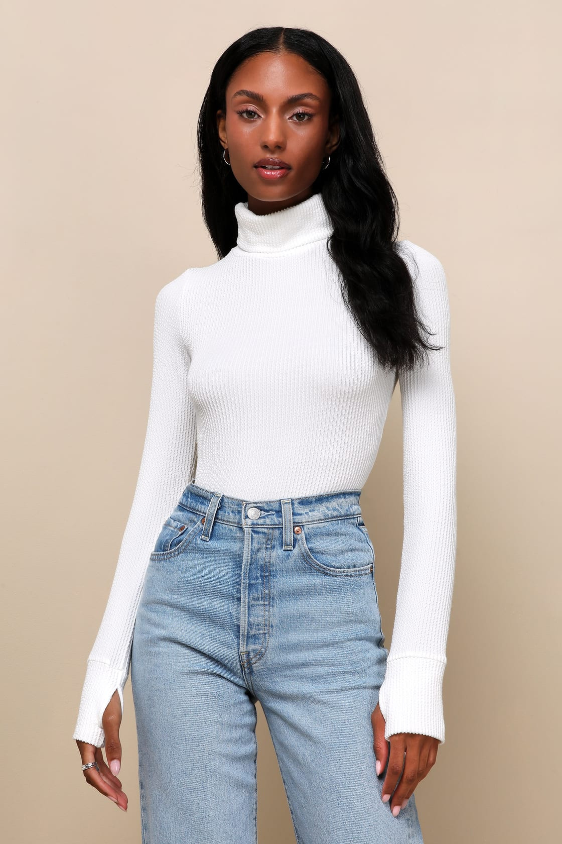 Perfectly Mine Ivory Ribbed Turtleneck Long Sleeve Top | Lulus (US)