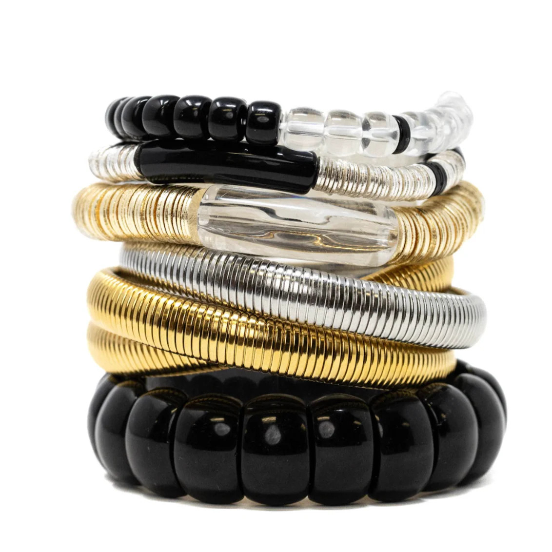 Black + Gold + Silver Bracelet Stack | Allie + Bess