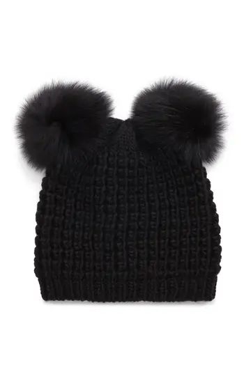 Women's Kyi Kyi Genuine Fox Fur Pompoms Hat - | Nordstrom