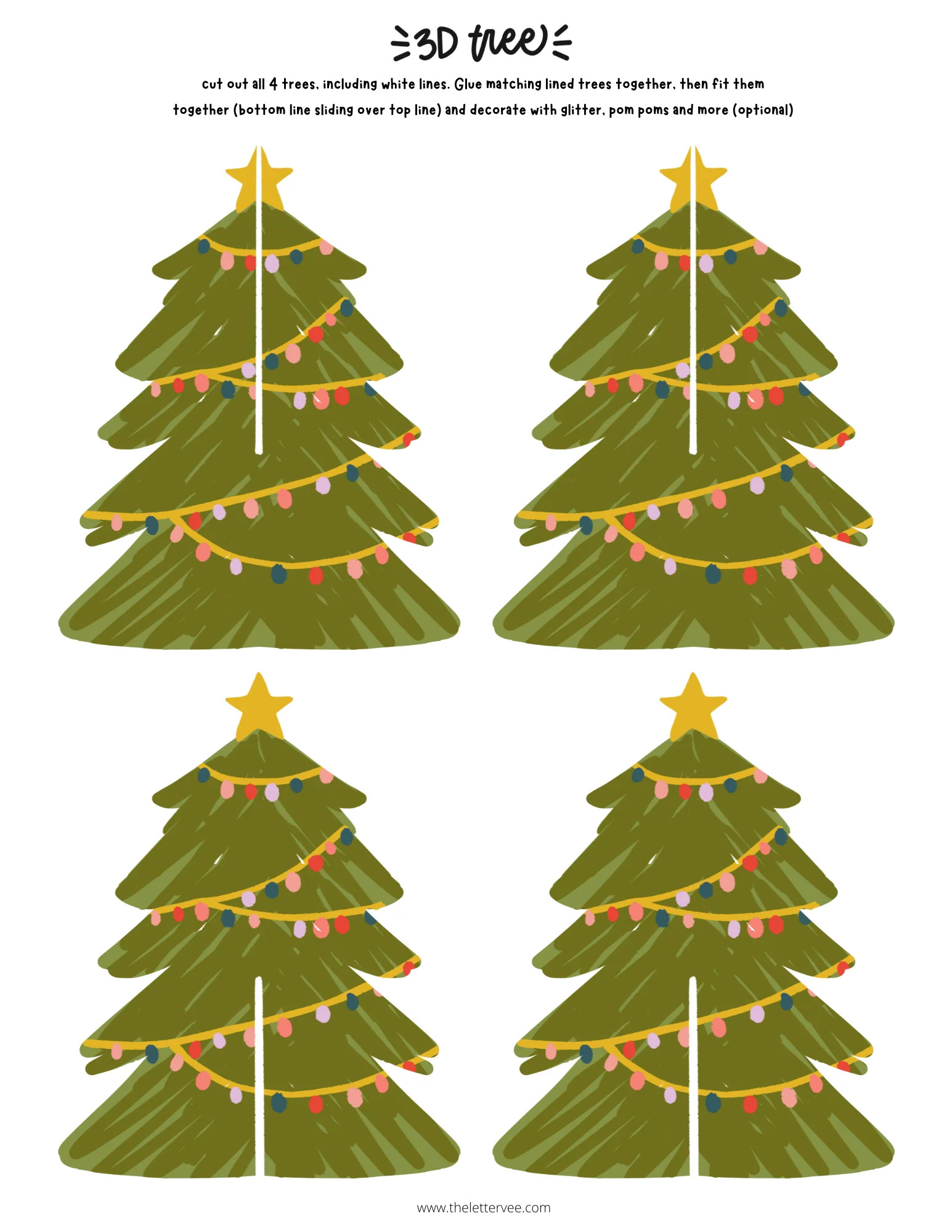 3D Christmas Trees | Holiday Craft | The Letter Vee