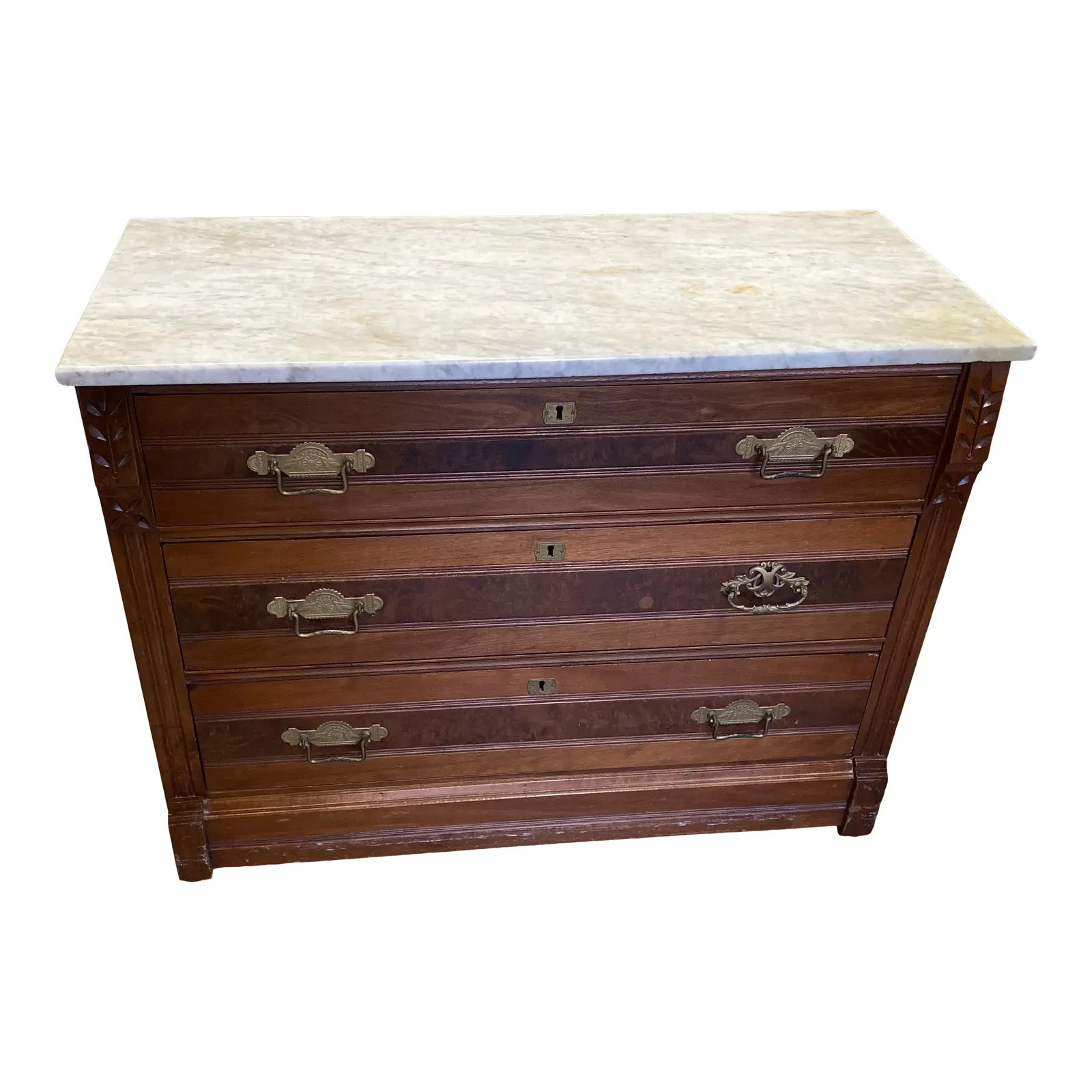 Vintage French Marble and Wooden Dresser | Chairish