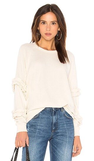 The Great The Frill Sweatshirt in Washed White | Revolve Clothing