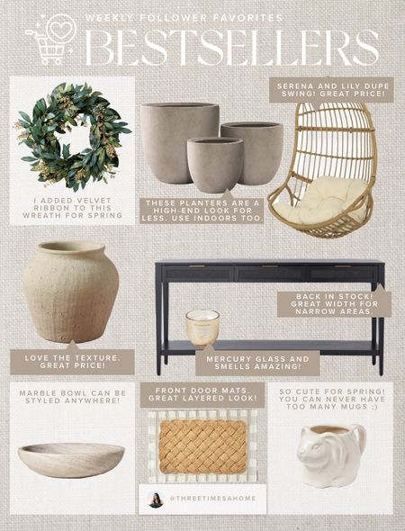 Weekly follower bestsellers for the home 

#LTKhome