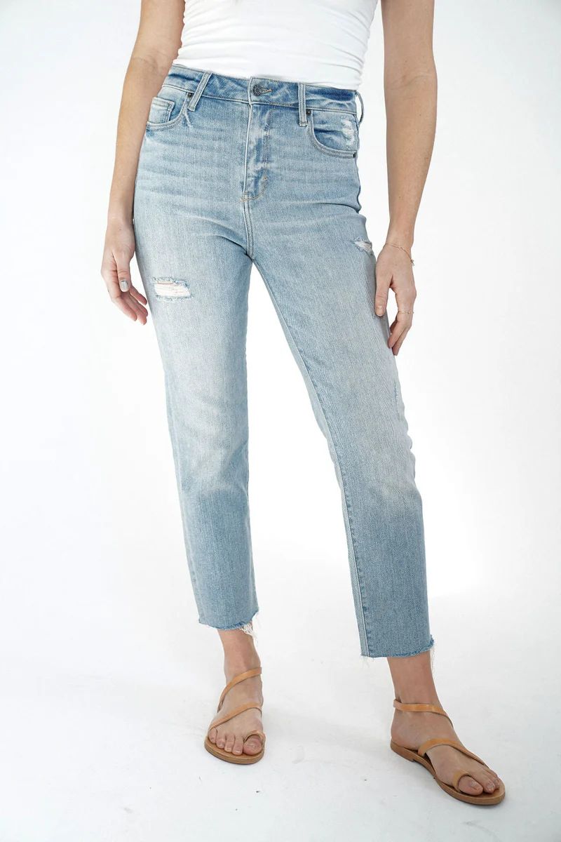 Chrissy Distressed Straight Leg Jeans | Carly Jean Los Angeles