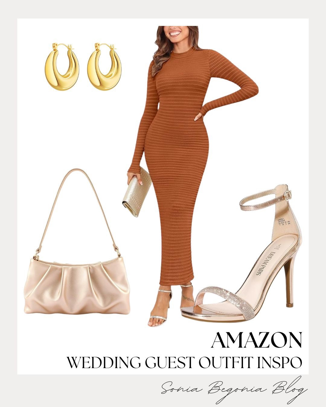 OUTFIT of the Day: Ribbed Knits, Metallics, & Warm Earth Tones! 🍂

Embrace the sophisticated wedding guest trend with this perfectly balanced seasonal look! ✨

We are obsessed with the statement piece: a rust-colored, long-sleeved ribbed maxi dress that beautifully hugs the silhouette for a sleek and modern feel. Balance the warm earth tones with luminous gold and champagne accessories. Finish the look with shimmering rhinestone-embellished stiletto sandals, a chic pleated metallic baguette bag, and bold chunky gold teardrop earrings for a touch of polished glam—all for under $50!

#OOTD
#OutfitOfTheDay
#WeddingGuestStyle
#MaxiDress
#RibbedDress
#AmazonFashion
#FallWedding
#MetallicAccessories
#GoldJewelry
#HeeledSandals
#EveningStyle
#LTKStyle
#AffordableFashion
#WeddingGuestInspo
#StylingInspo


#LTKootd #LTKFindsUnder50 #LTKWedding