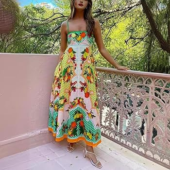 KMBANGI Women Spaghetti Strap Graffiti Maxi Dress Colorful Graphic A Line Swing Long Cami Dress B... | Amazon (US)