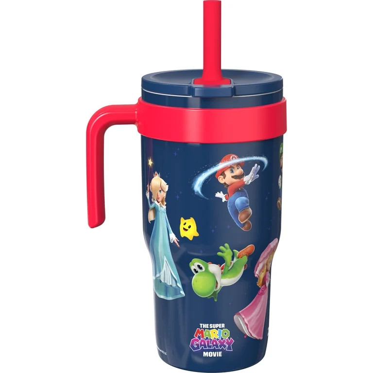 Zak Designs 18oz Mario Navy Kids Straw Cruiser Tumbler, Stainless Steel Double Wall Vacuum Leakpr... | Walmart (US)