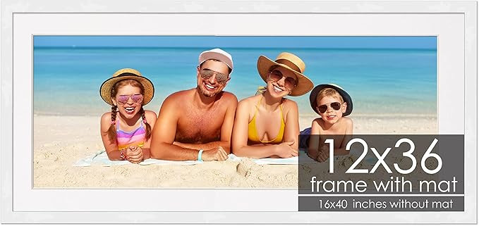 Poster Palooza 12x36 White Frame with White Mat | Outer 16x40 White Frame Matted to 12x36 with Wh... | Amazon (US)