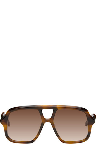 Brown Aviator Slim Sunglasses | SSENSE