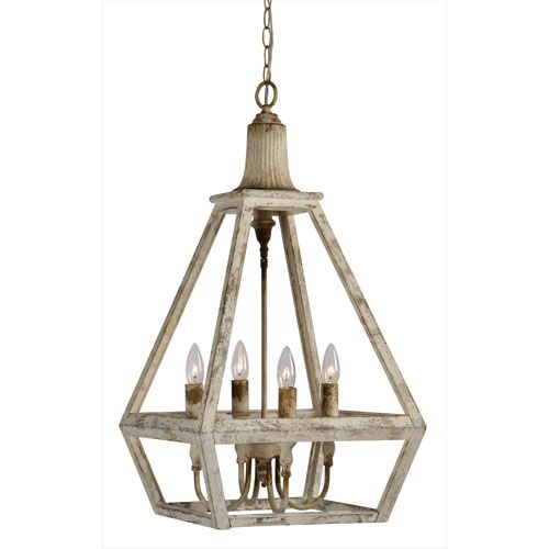 Forty West Warner Weathered White Four Light Pendant | Bellacor | Bellacor