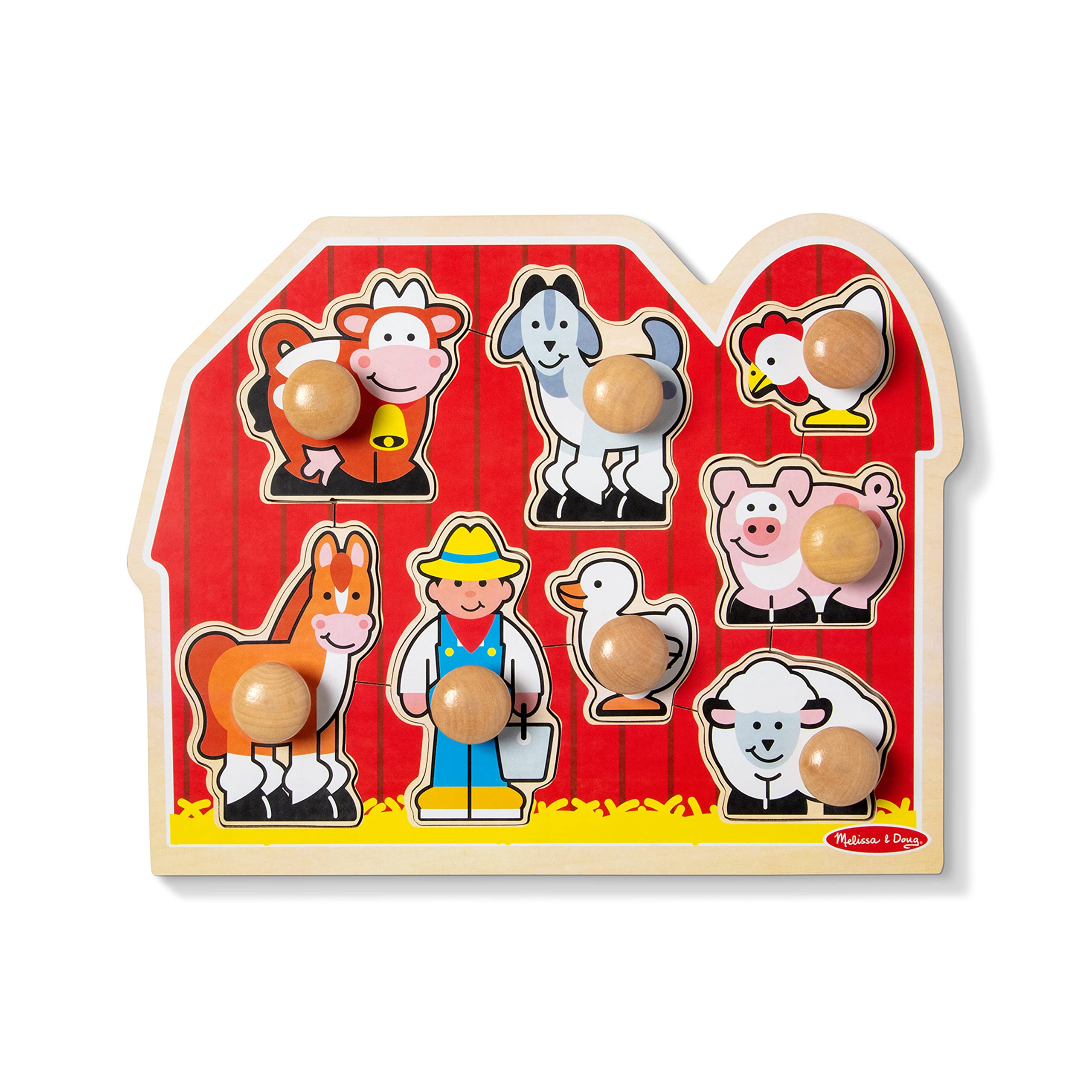 Melissa & Doug Farm Animals Jumbo Knob Wooden Puzzle Wooden Peg Chunky Baby Puzzle, Preschoool Le... | Amazon (US)