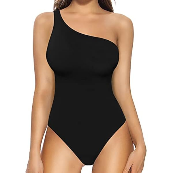 NEWVISISTER Women's Sexy One Shoulder Sleeveless Bodysuit Tank Tops Refined Collection | Amazon (US)