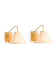 Set Of 2 Rattan Wall Sconces With Usb Port | TJ Maxx
