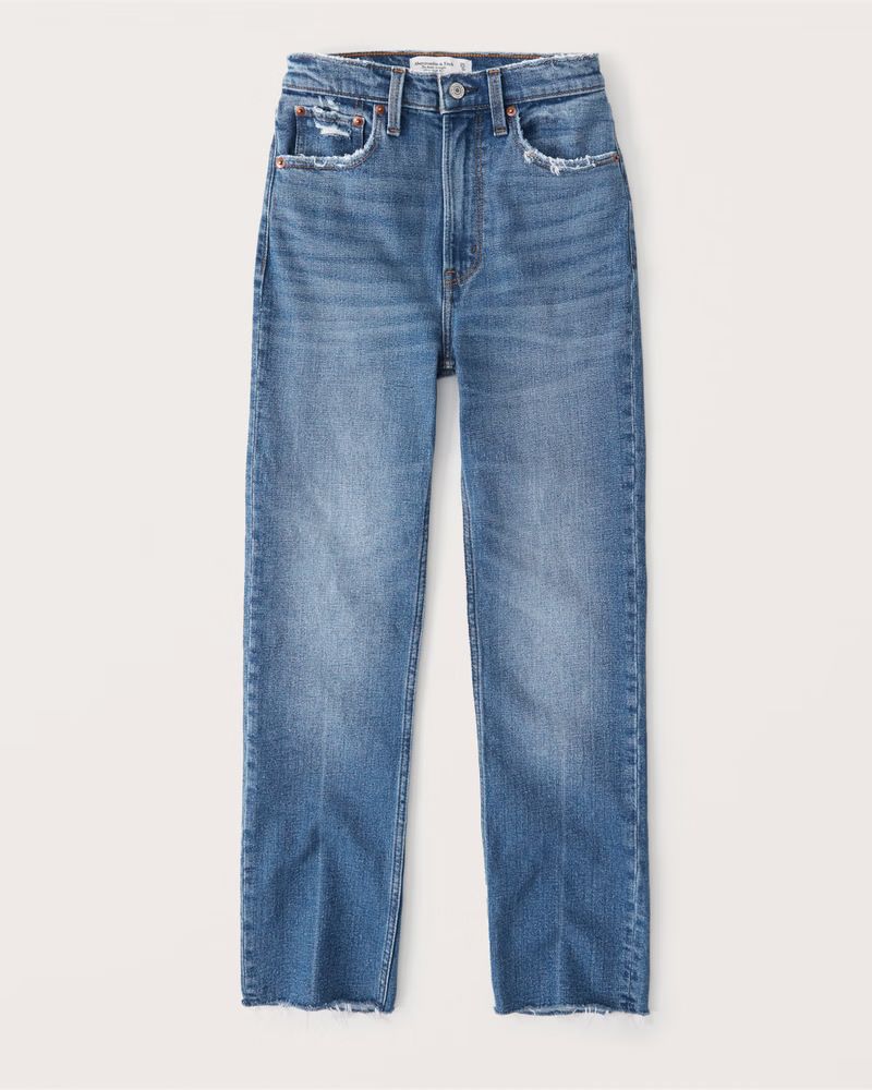 Women's Ultra High Rise Ankle Straight Jeans | Women's Bottoms | Abercrombie.com | Abercrombie & Fitch (US)