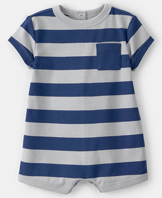 Baby Boys' Striped Short-Sleeve Romper | Macy's