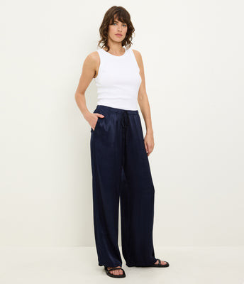 Jacqueline Satin Drawstring Pant | MichaelStars.com
