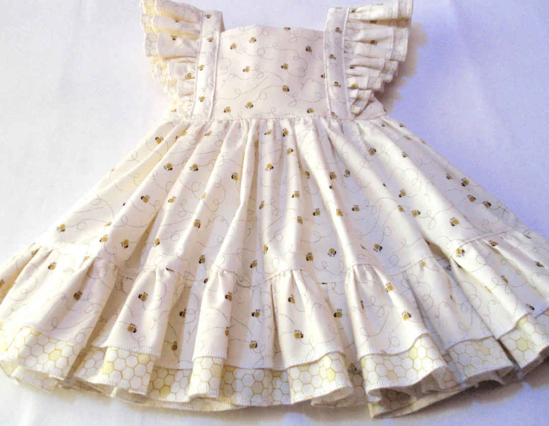1st Bee Day Dress, Toddler Honey Bee Dress, Girls Honey Bee Birthday Dress, Double Ruffles, Bumbl... | Etsy (US)
