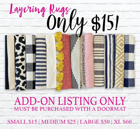 ADD-ON ITEM | Must Be Purchased With Doormat, Cotton Rug, Woven Rug, Indoor Outdoor Layered Doorm... | Etsy (US)