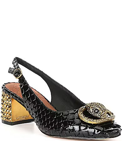Kurt Geiger London Chelsea Snake Patent Leather Logo Ornament Slingback Pumps - 41(10) | Dillard's