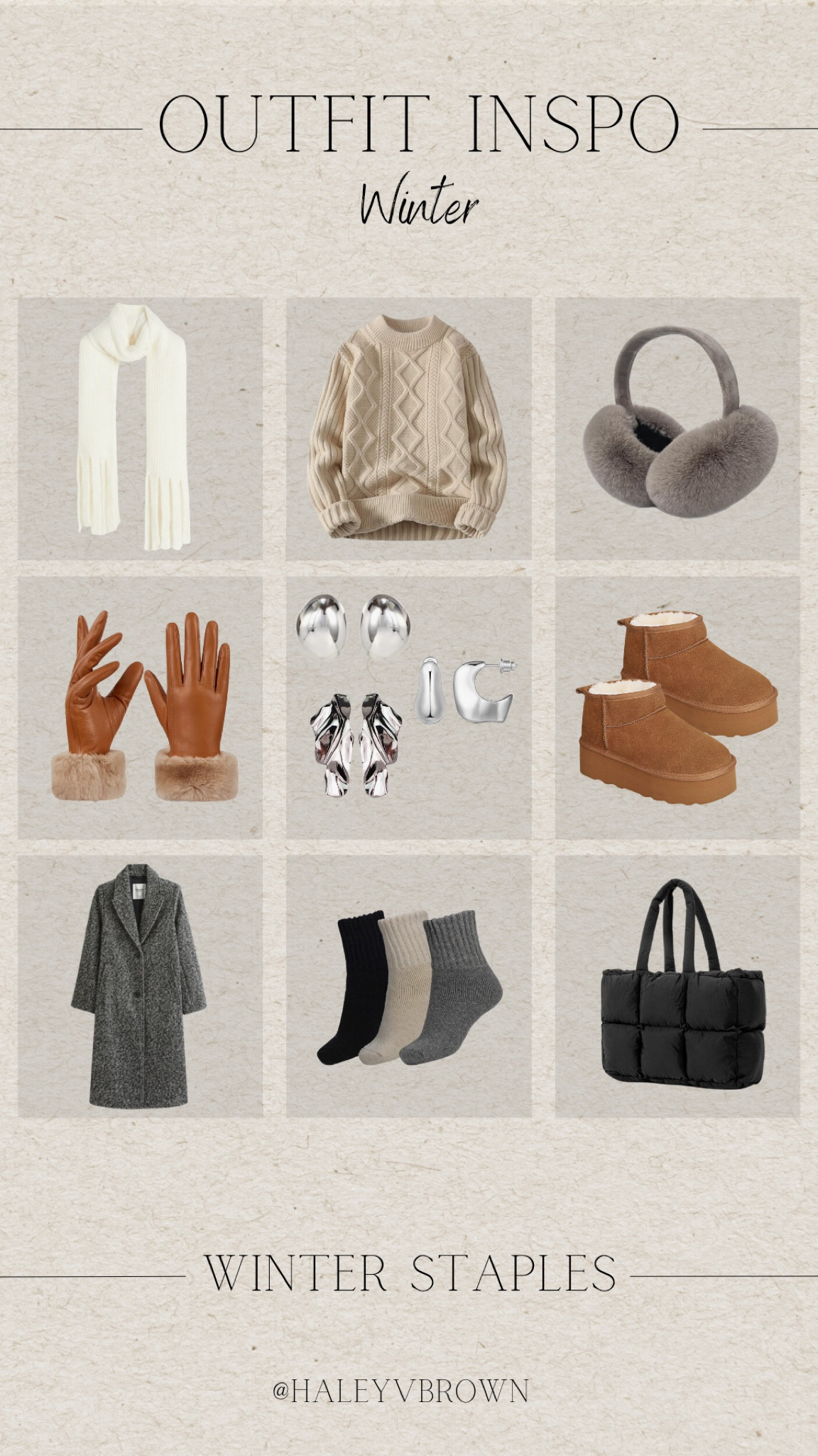 Winter staples, winter essentials, winter accessories, leather gloves with fur, chunky knit scarf, neutral scarf, white scarf, chunky knit sweater, neutral sweater, brown ear muffs, fur ear muffs, ugg boots, platform boots, Ugg socks, trench coat, Abercrombie trench coat, grey trench coat, silver chunky earrings, black handbag, winter handbag

#LTKSeasonal #LTKshoecrush #LTKstyletip