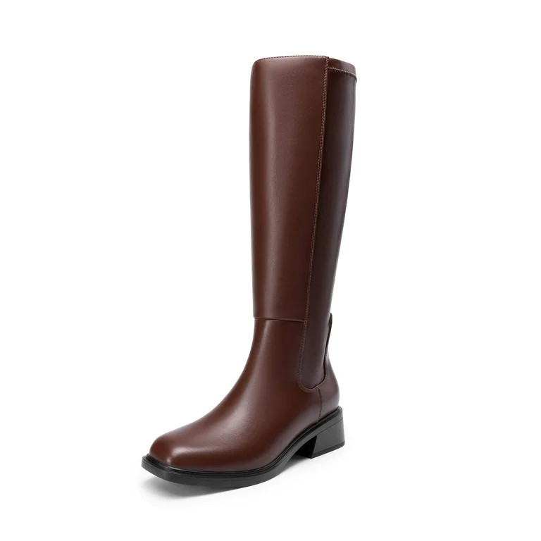 BURUDANI Womens Knee High Boots Side Zipper Low Heel Tall Boots for Fall Winter Fashion | Walmart (US)