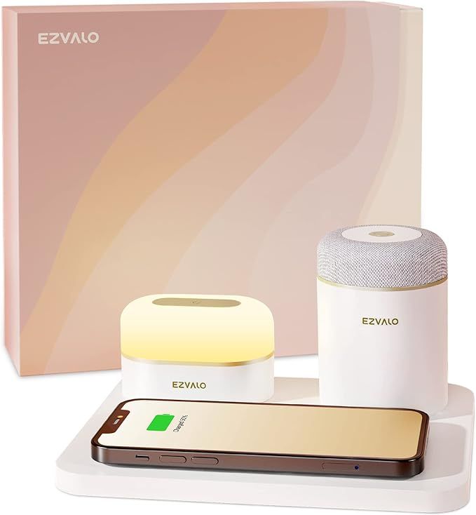 EZVALO 3 in 1 Charger Station with LED Night Light, Portable Bluetooth Speaker, Wireless Charging... | Amazon (US)