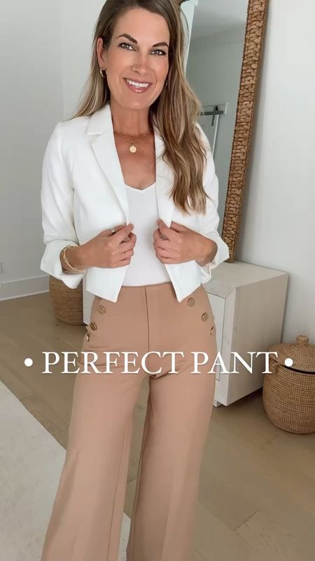 Use my spanx discount code RACHELXSPANX. I am wearing xs tall in the pants (I’m 5’11”) and xs in the blazer and white button down.  

#LTKworkwear #LTKover40 #LTKsalealert