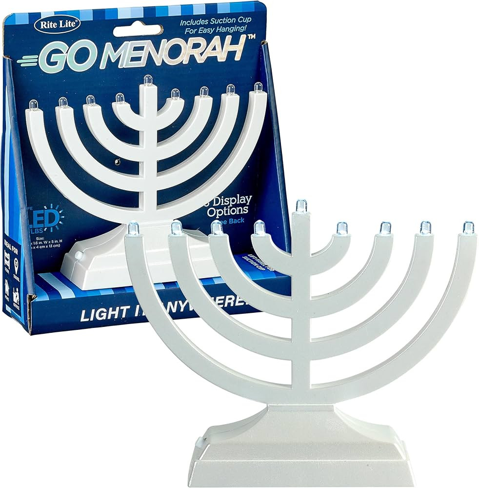 Rite Lite Go Menorah Mini Metallic Electric Menorah - LED Battery/USB Powered Chanukah Menorah Je... | Amazon (US)