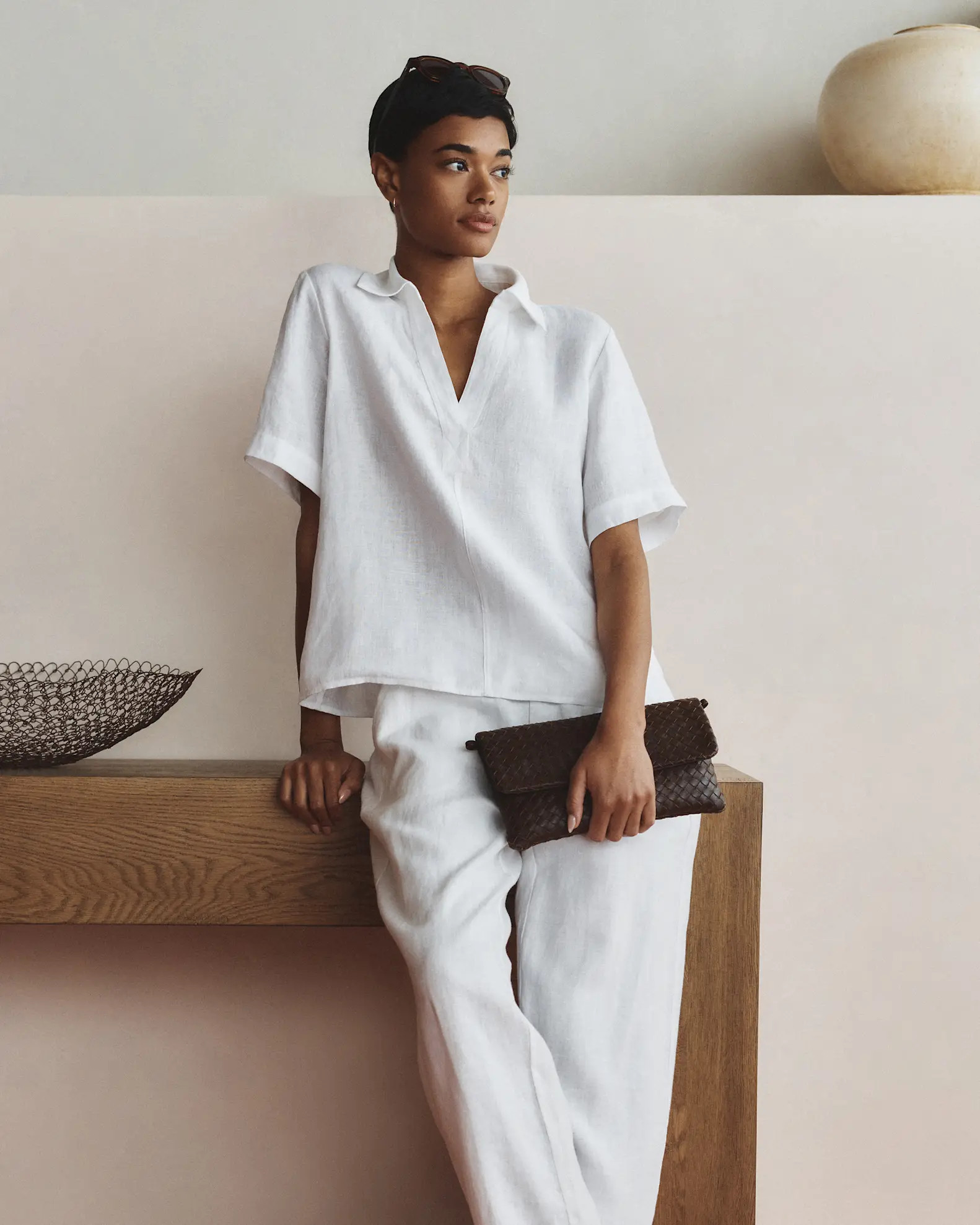 100% European Linen Pants in White | Quince