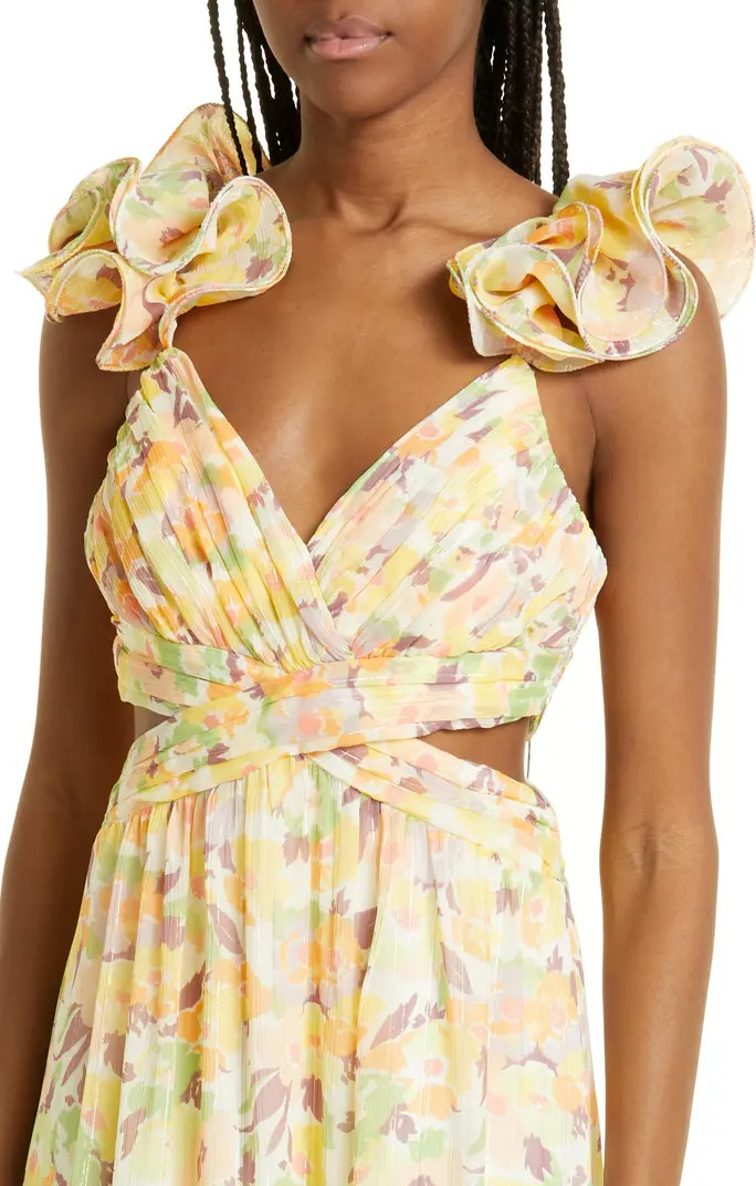 Pria Floral Metallic Thread Sundress | Nordstrom
