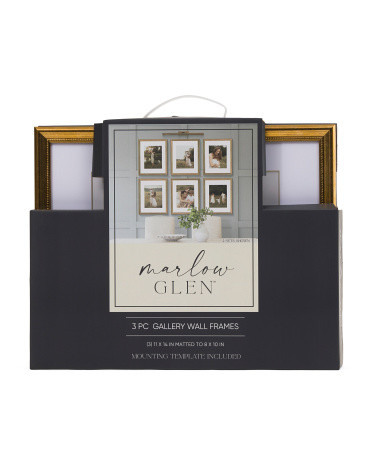 3Pk 11X14 Matted To 8X10 Beaded Wall Frames, Gold | TJ Maxx