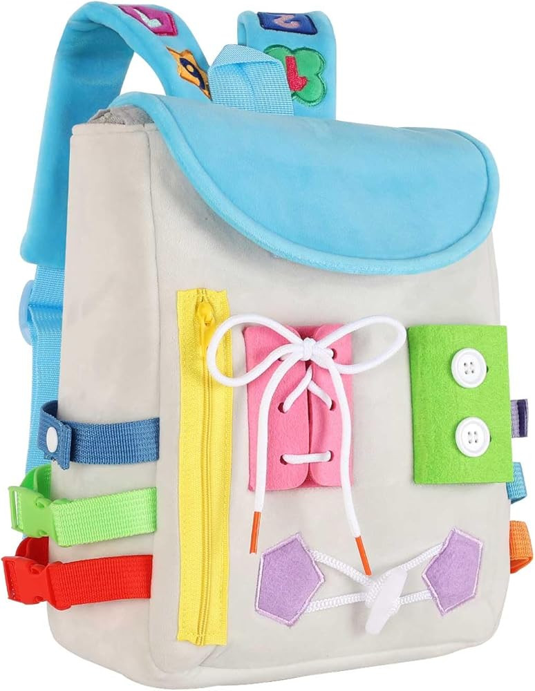 Busy Board - Toddler Backpack with Buckles and Learning Activity Toys - Develop Fine Motor Skills... | Amazon (US)