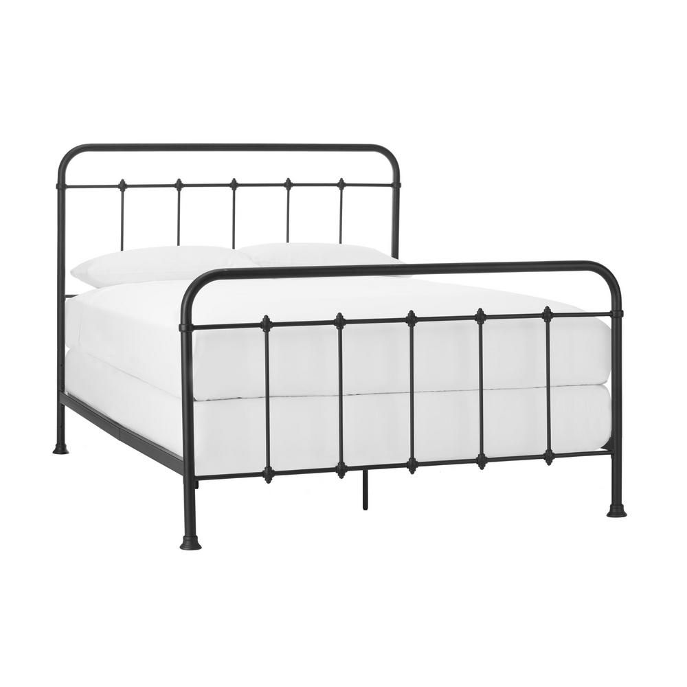 Dorley Farmhouse Black Metal Full Bed (57.87 in W. X 53.54 in H.) | The Home Depot
