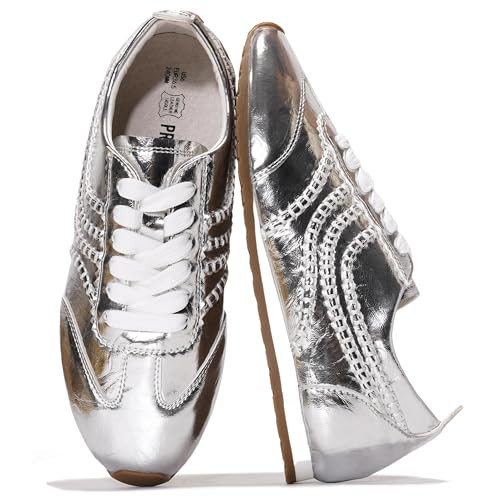 Project Cloud Leather Barefoot Shoes Women – Memory Foam Lace-Up Womens Sneakers – Lightweight & Non Slip Womens Shoes Casual – All-Day Women's Fashion Sneakers for 2026 (Monica,SILVPU,8) Silver | Amazon (US)