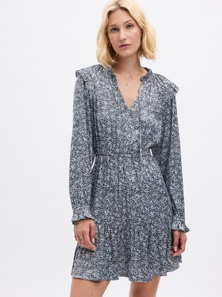 Split-Neck Tiered Mini Dress | Gap (US)