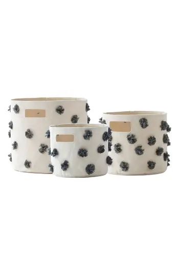 Petit Pehr Pom Set Of 3 Canvas Bins, Size One Size - Grey | Nordstrom