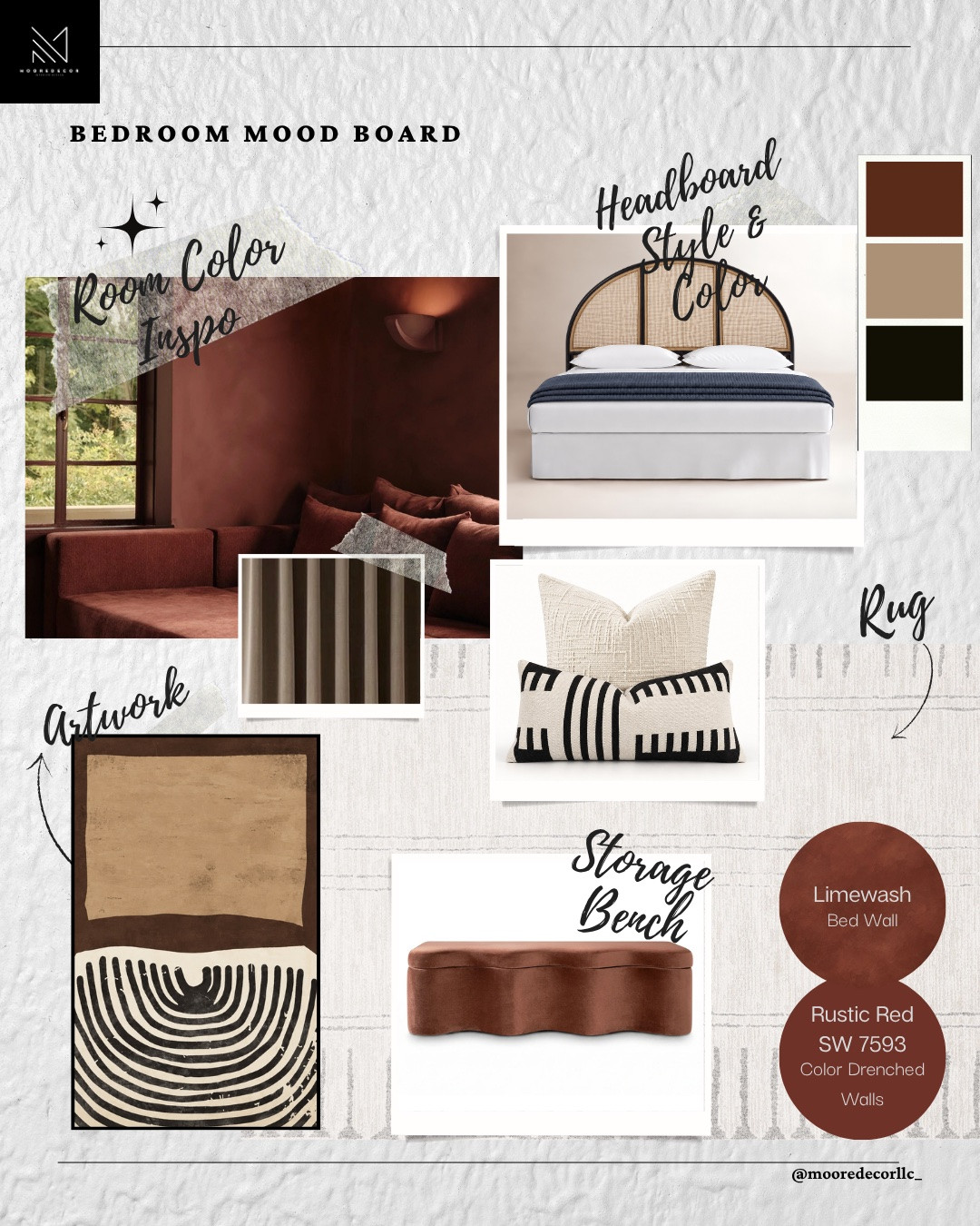 A warm and moody primary bedroom moment 🤎 I layered rich rust tones with natural textures, sculptural accents, modern black and cream patterns, and a touch of deep olive to create a space that feels elevated yet inviting. Shop the pieces that inspired this mood board and concept design below.

#LTKHome #LTKFinds #BedroomInspiration #MoodyBedroom #ModernOrganicDecor #InteriorDesign

#LTKHome