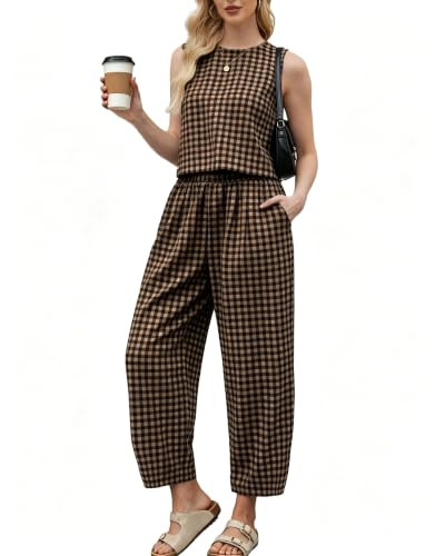 Womens Gingham 2 Piece Summer Matching Sets | Amazon (US)