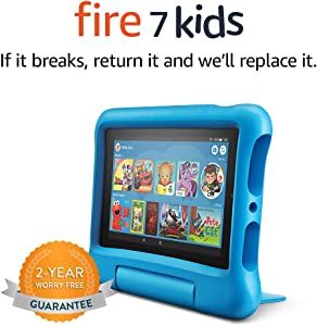 Fire 7 Kids tablet, 7" Display, ages 3-7, 16 GB, Blue Kid-Proof Case | Amazon (US)