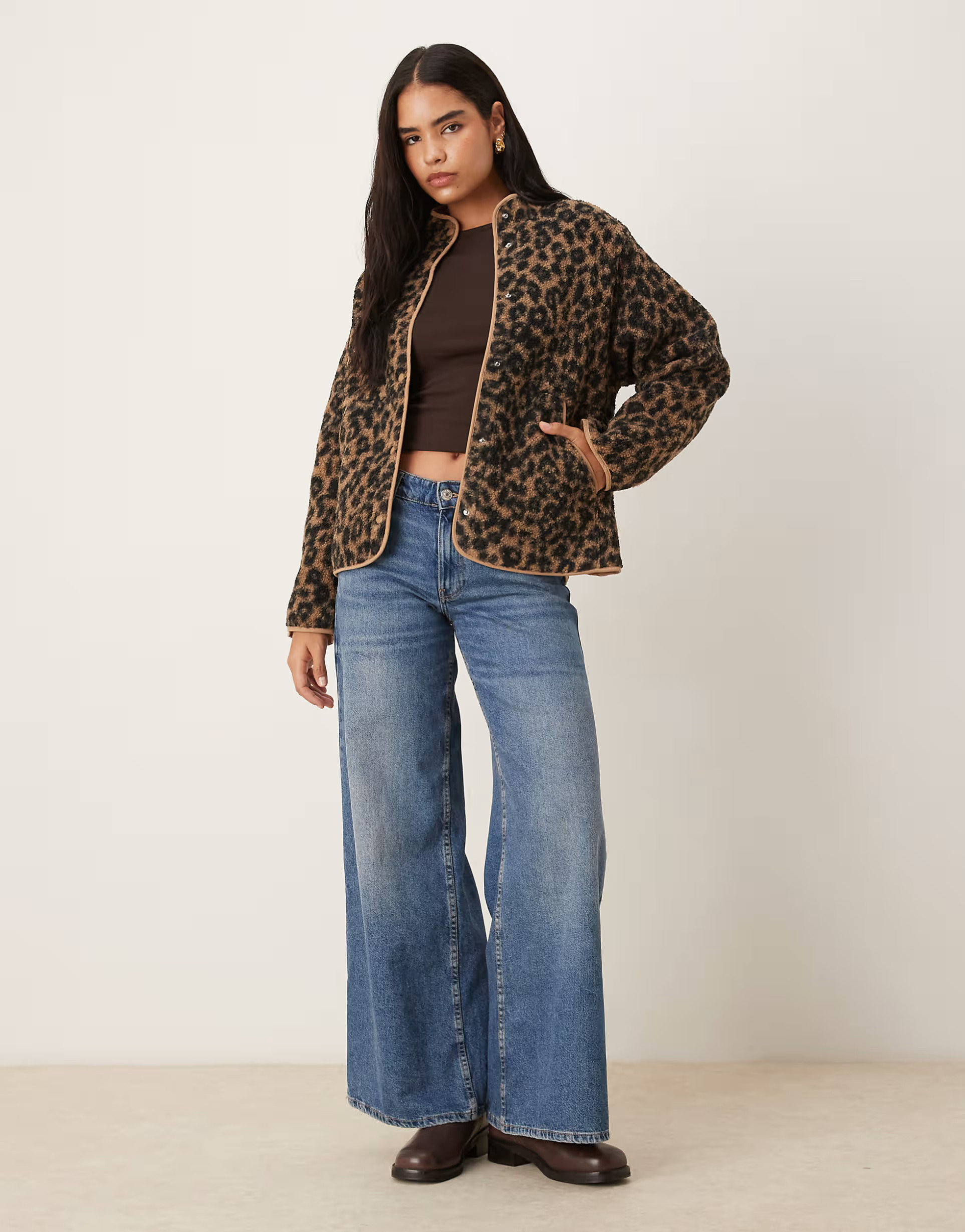 JJXX teddy leopard print jacket in multi | ASOS (Global)