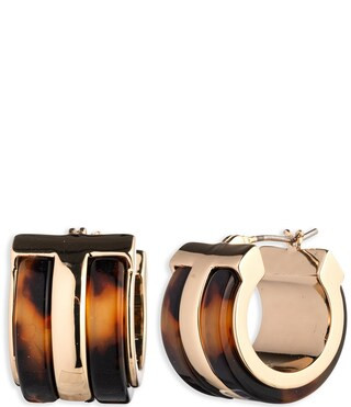 Lauren Ralph Lauren Gold Tone Tortoise Wide Hoop Earrings | Dillard's | Dillard's