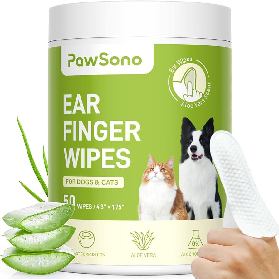 Ear Finger Wipes for Dogs & Cats, Thicker Dog Ear Cat Ear Cleaner Wipes, Natural Relief Cat Ear C... | Amazon (US)